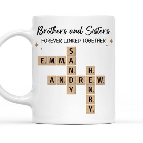 Brothers And Sisters Forever Linked Together - Personalized Coffee Mug