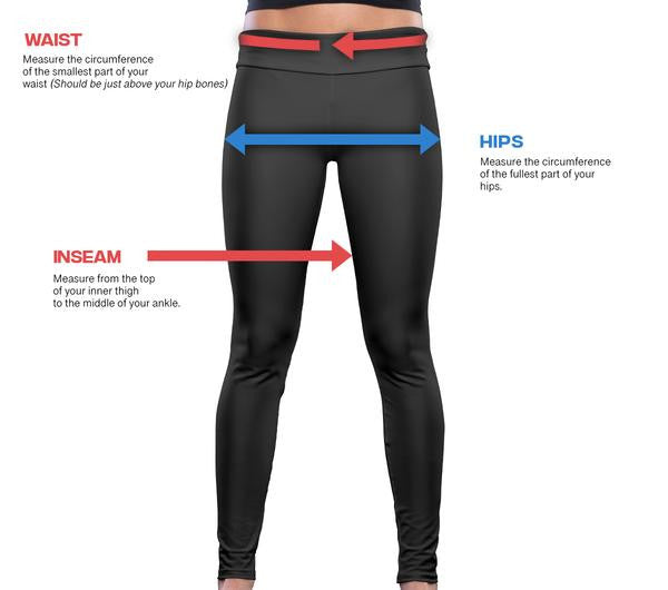 How to measure: waist, hips, inseam